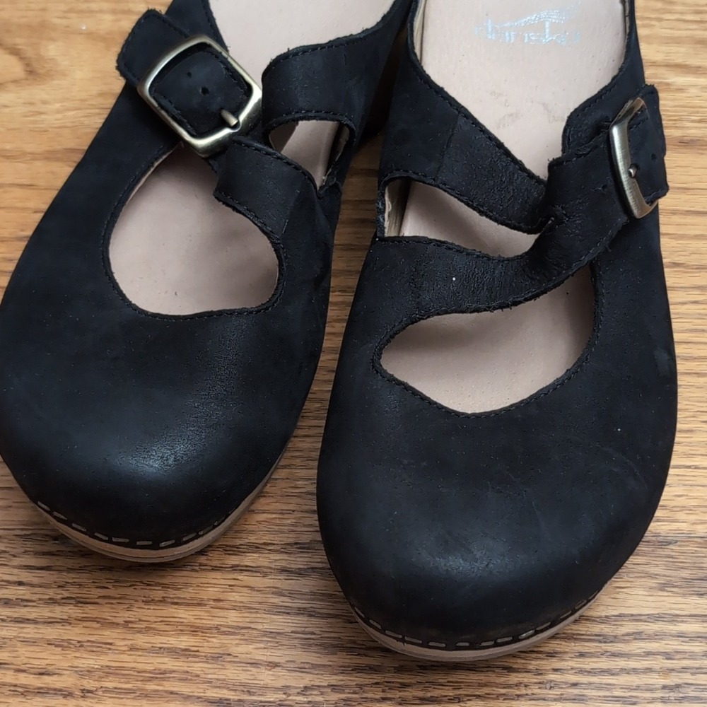 Dansko Britney Women's Black Leather Clogs EU 38 US 8 Arch Support Wedge - Picture 6 of 8